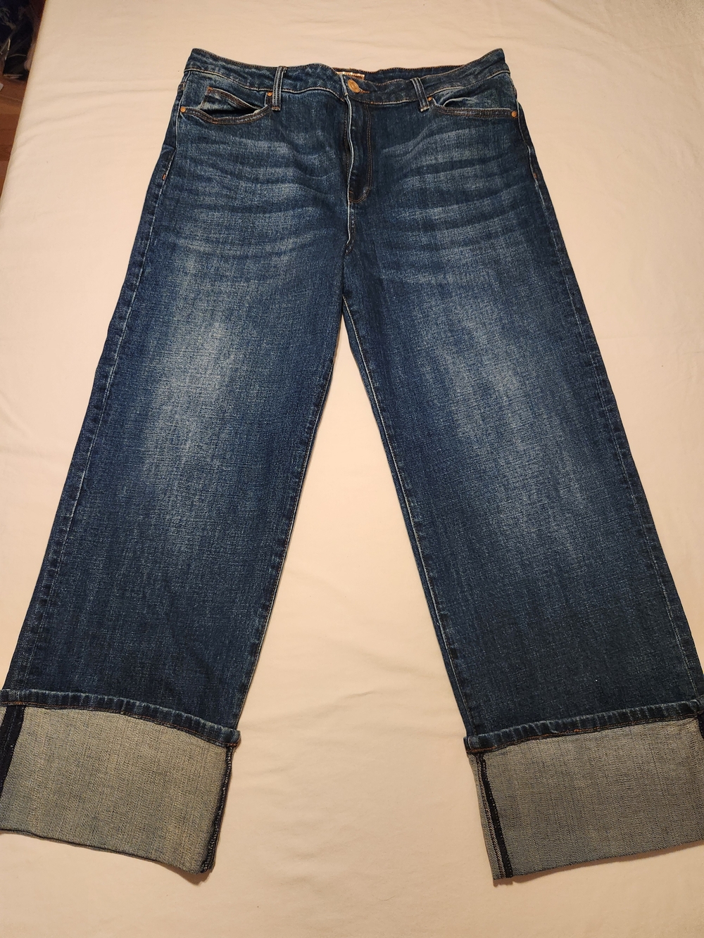 KUT from the Kloth Sienna Wide Leg Cuffed Jeans Size 14 High Rise